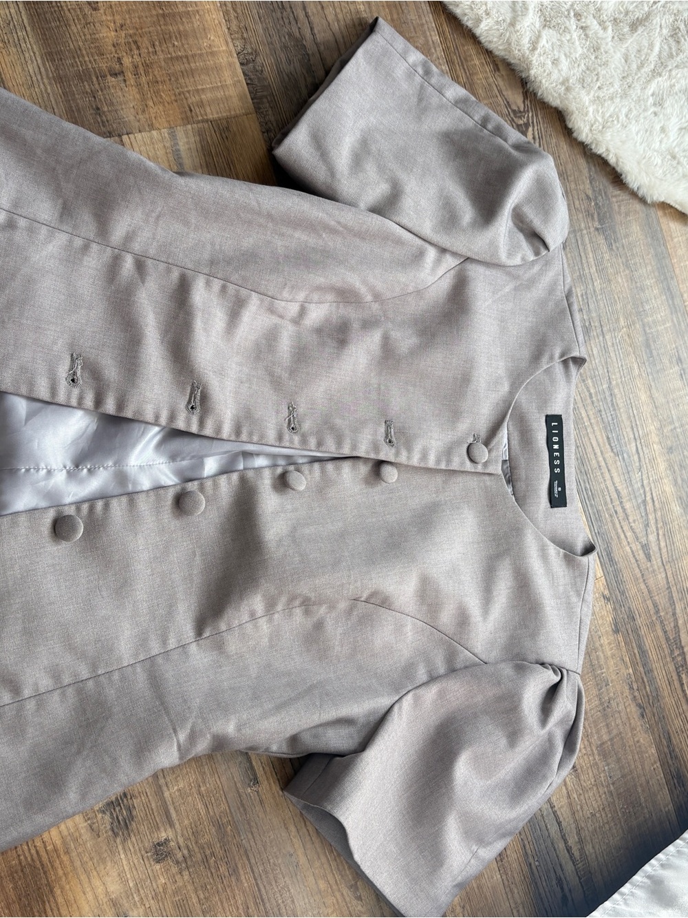 Lioness Taupe Short-Sleeve Button Front Blazer